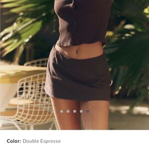 Free People Linen Micro Mini Skirt Double Espresso Brown